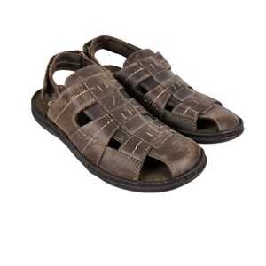 Clarks Collection Brigham Cove Dark Brown Leather Fisherman Sandals Men's Size 8